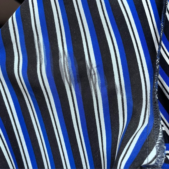 Tory Burch Silk Blue Striped Tie Neck long Sleeves Blouse Size 6 - Picture 16 of 16